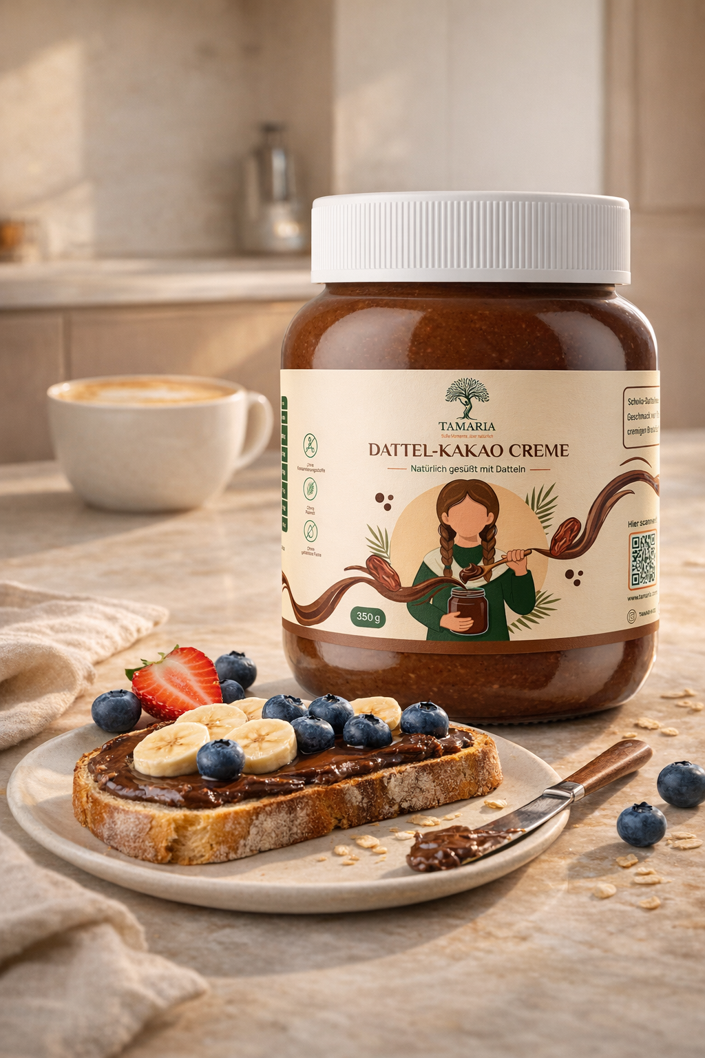 Tamaria Dattel-Kakao Creme – Natürlich gesüßt mit Datteln | 350 g