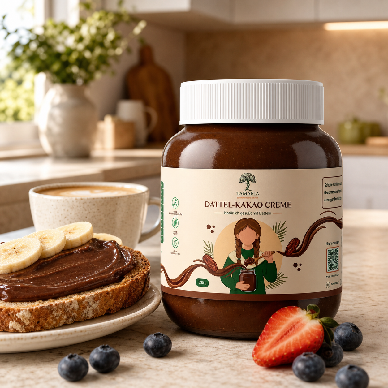 Tamaria Dattel-Kakao Creme – Natürlich gesüßt mit Datteln | 350 g